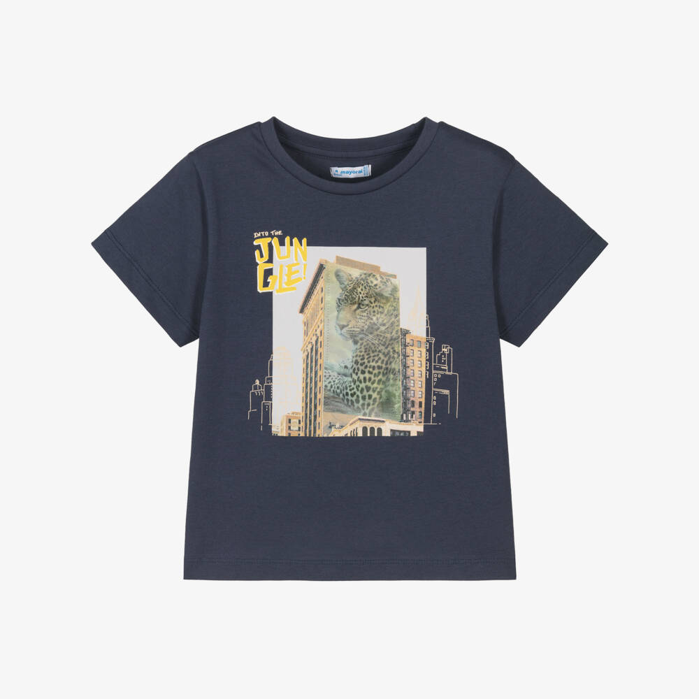 Mayoral-Boys Lenticular Jungle Navy Tee | Childrensalon Outlet