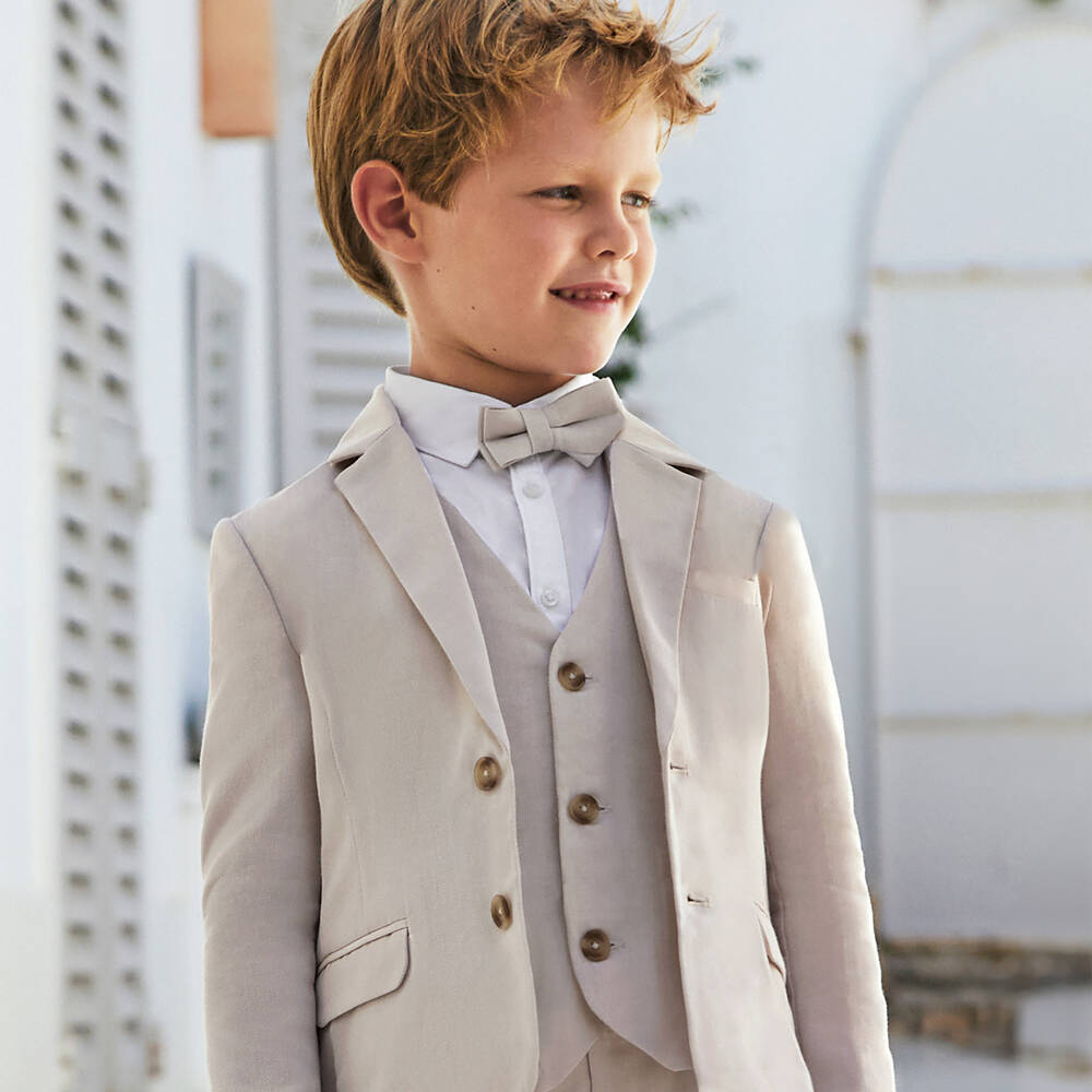 Mayoral Boys Light Beige Cotton Linen Blazer
