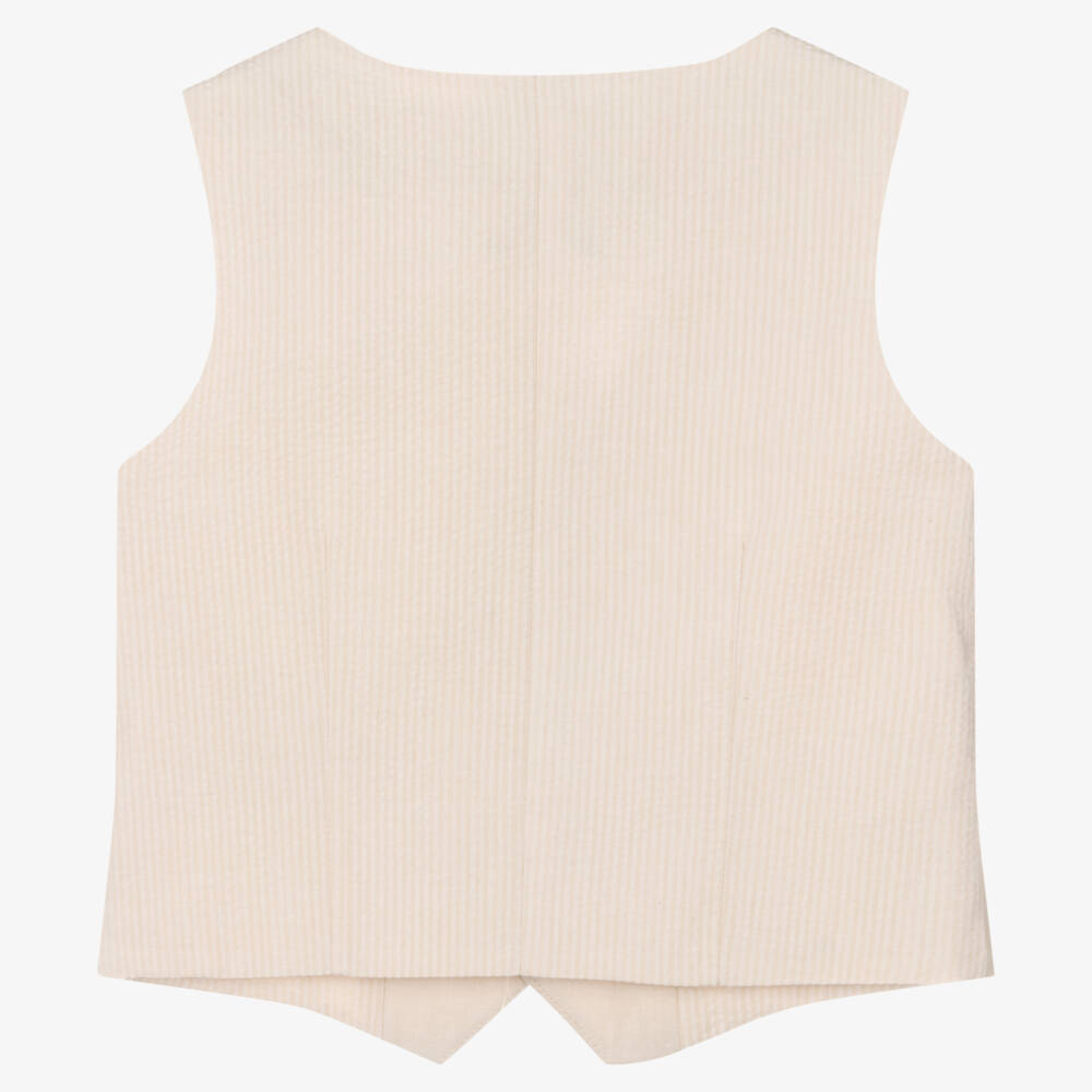 Mayoral-Boys Light Beige Linen Blend Waistcoat | Childrensalon Outlet