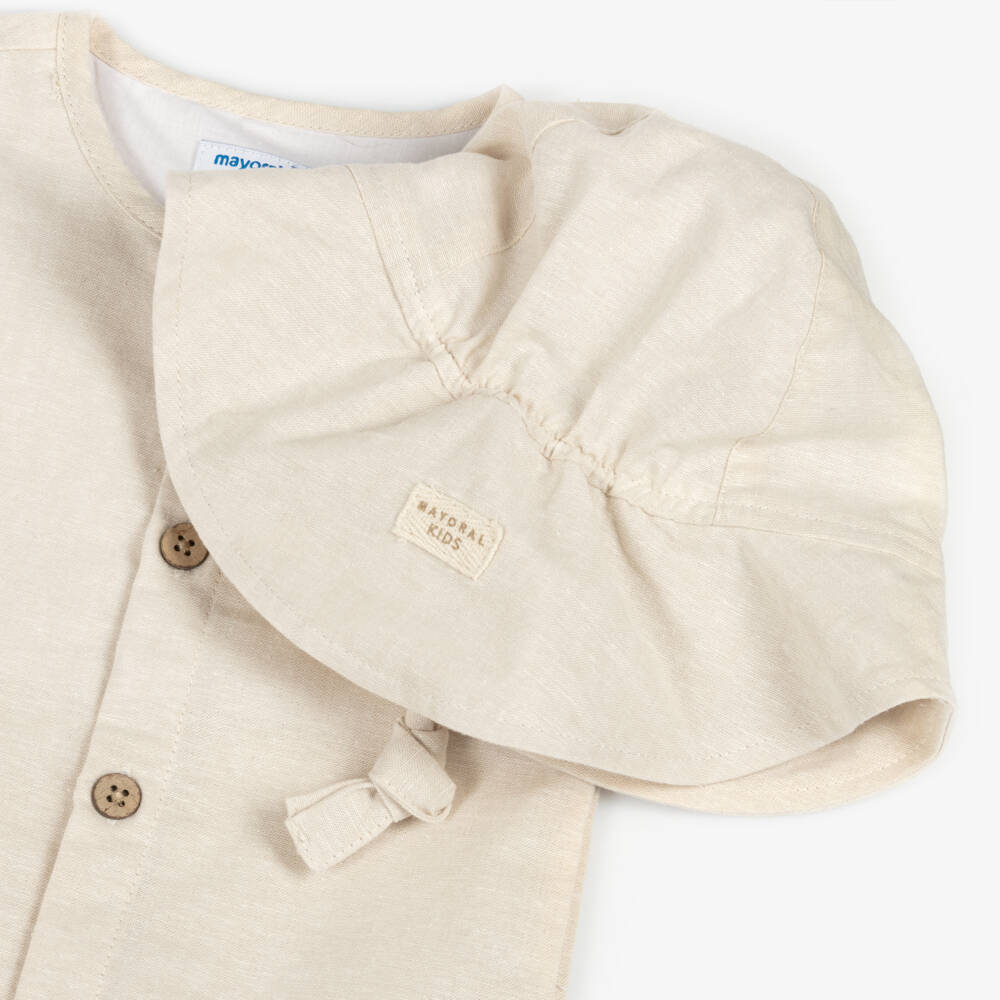 Mayoral-Льняной светло-бежевый комплект комбинезон для мальчиков | Childrensalon Outlet