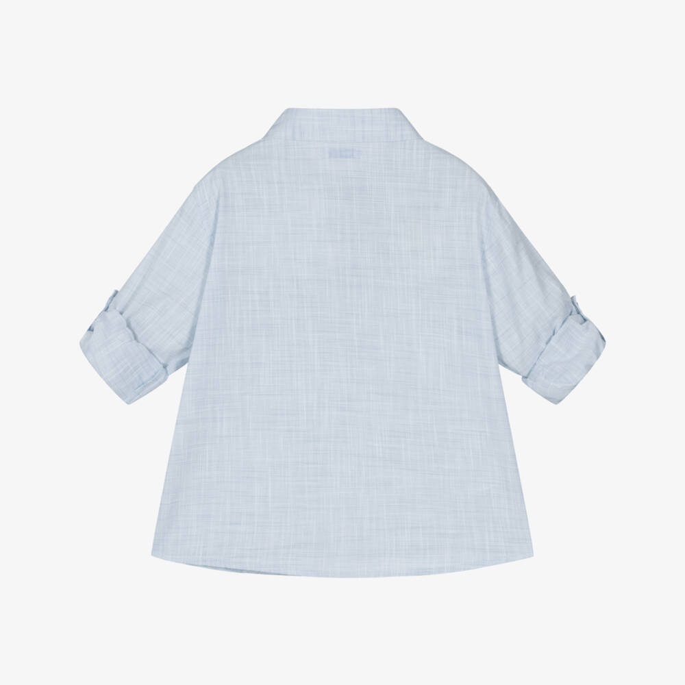 Mayoral-Boys Light Blue Cotton Roll-Up Shirt | Childrensalon Outlet