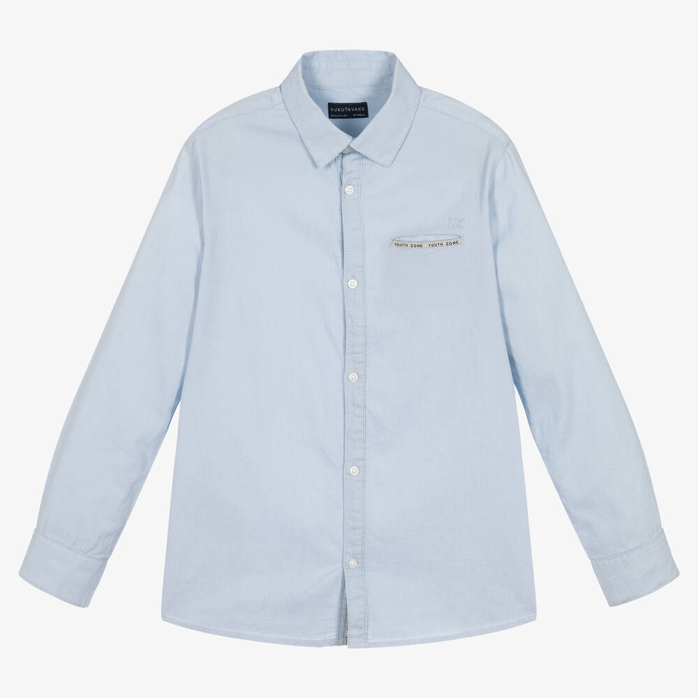 Mayoral Nukutavake - Boys Light Blue Cotton Shirt | Childrensalon