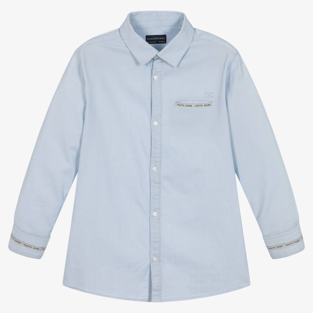 Mayoral Nukutavake-Boys Light Blue Cotton Shirt | Childrensalon Outlet