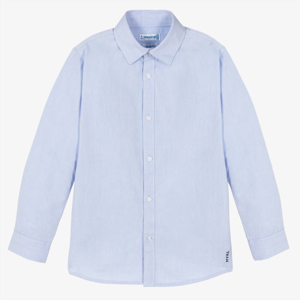 Mayoral-Boys Light Blue Cotton Shirt | Childrensalon Outlet