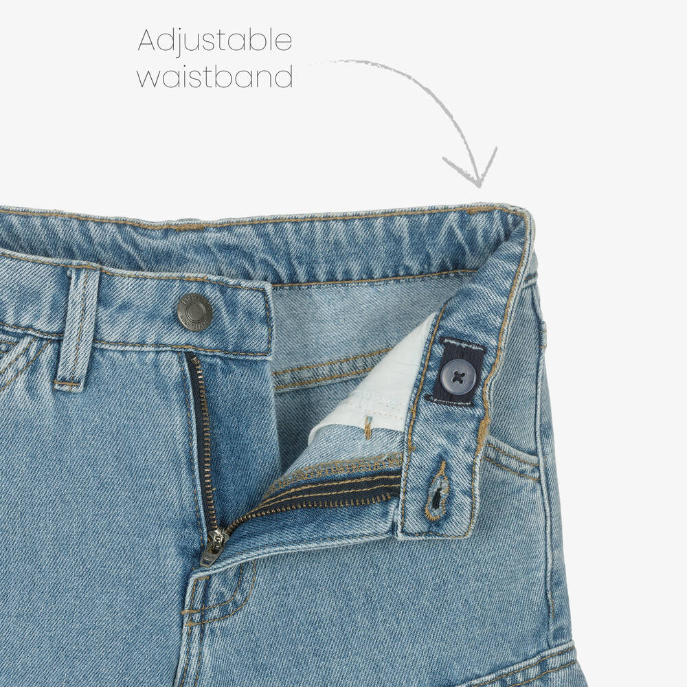 Mayoral Nukutavake-Boys Light Blue Denim Cargo Shorts | Childrensalon Outlet