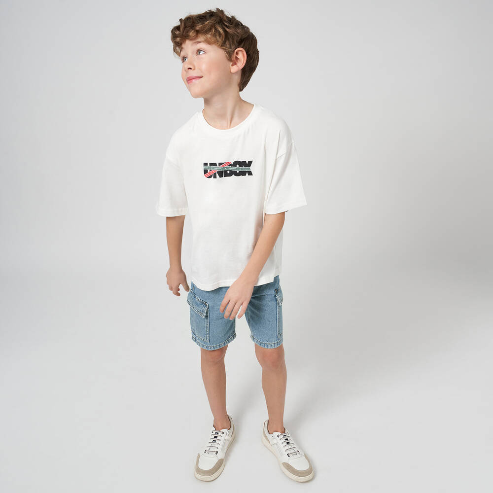 Mayoral Nukutavake-Boys Light Blue Denim Cargo Shorts | Childrensalon Outlet