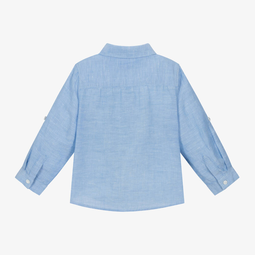 Mayoral-Boys Light Blue Linen Blend Shirt | Childrensalon Outlet