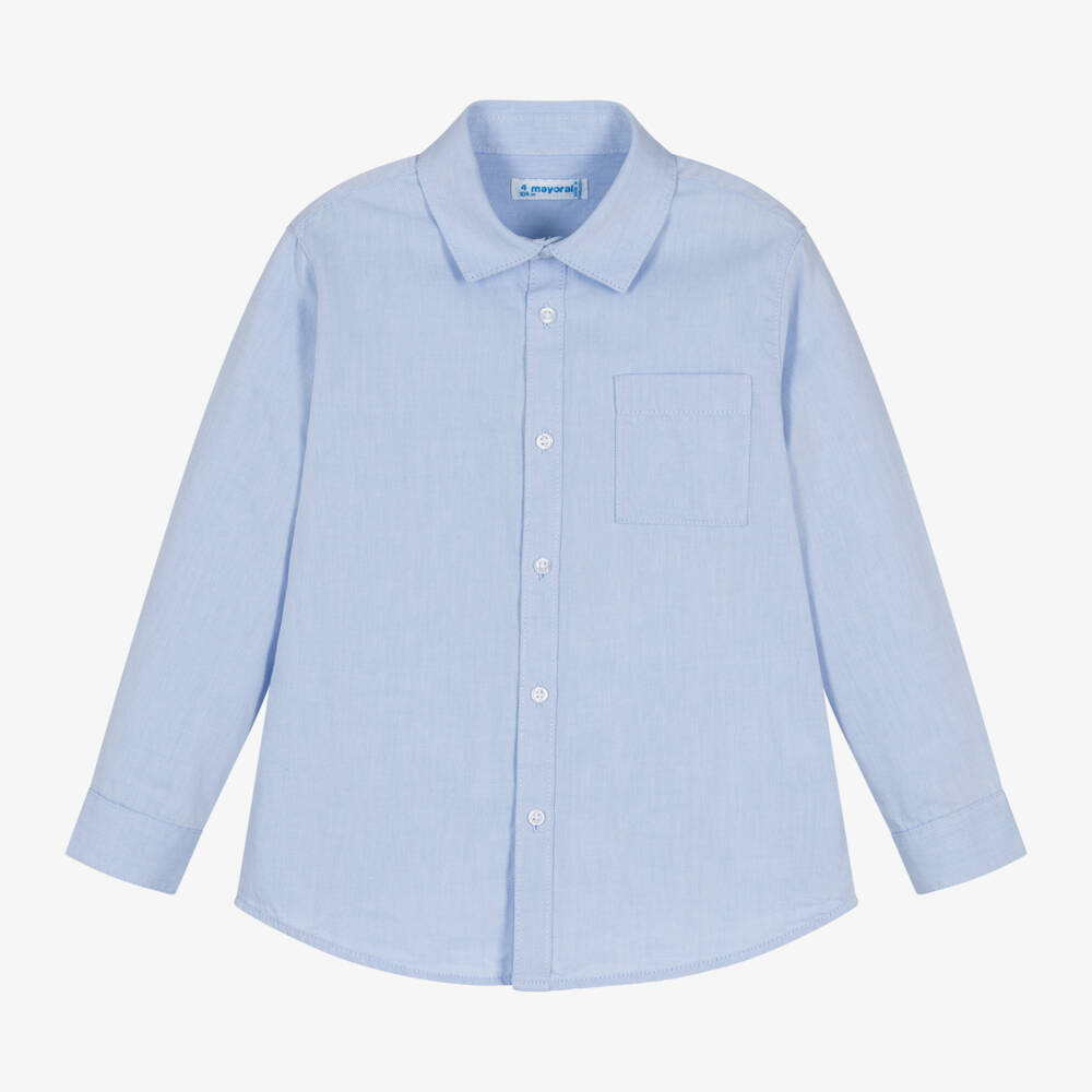 Mayoral-Boys Light Blue Twill Shirt | Childrensalon Outlet