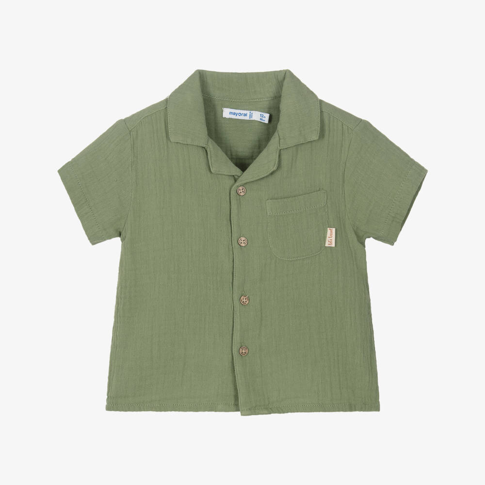 Mayoral-Boys Lightweight Cotton Green Shirt | Childrensalon Outlet