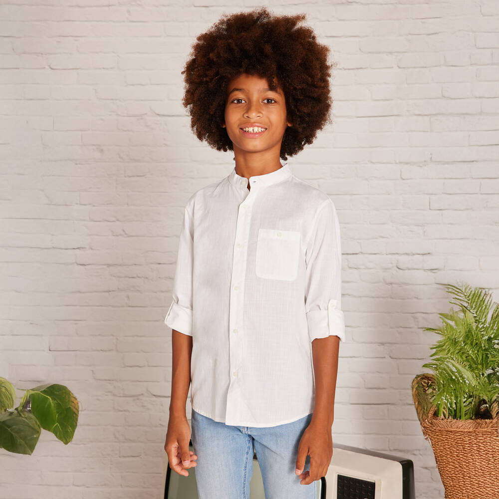 Mayoral Nukutavake-قميص قطني خفيف أبيض للأولاد | Childrensalon Outlet