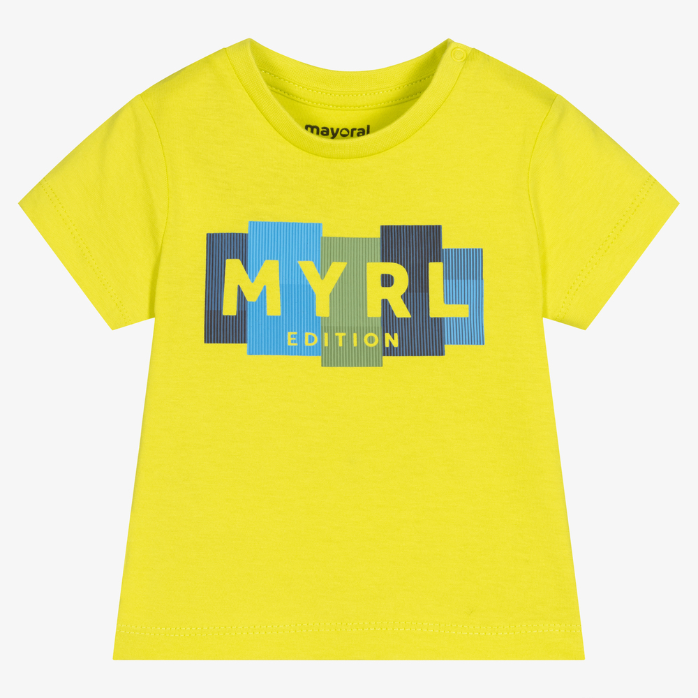 Mayoral-Boys Lime Green Cotton T-Shirt | Childrensalon Outlet