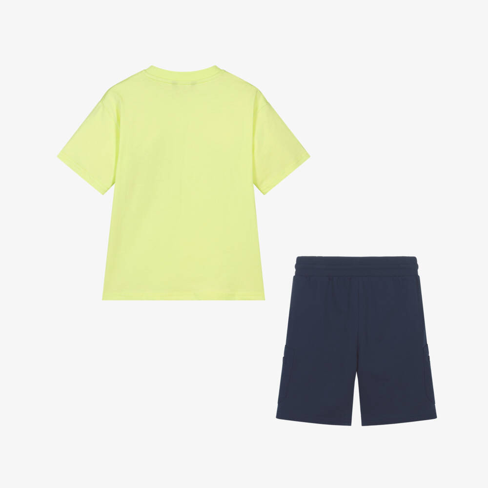 Mayoral Nukutavake-Boys Lime & Navy Shorts Ensemble | Childrensalon Outlet