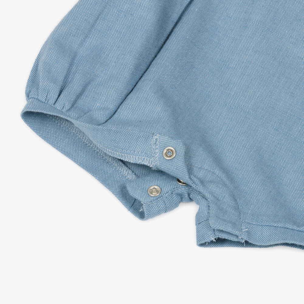 Mayoral Newborn-Boys Linen-Blend Blue Shortie | Childrensalon Outlet