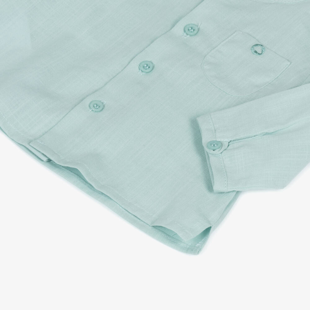 Mayoral Newborn-Boys' Linen-Blend Green Trouser Ensemble | Childrensalon Outlet