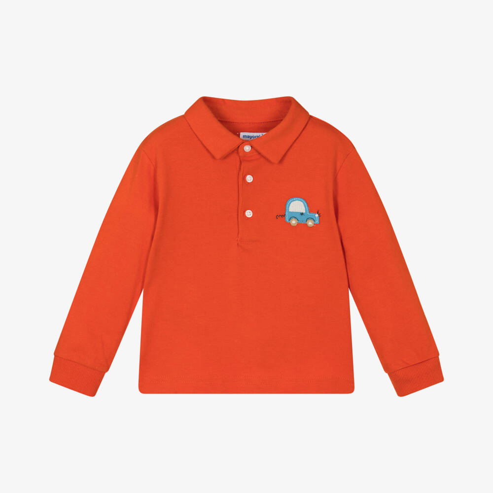 Mayoral-Boys Long Sleeve Orange Polo | Childrensalon Outlet