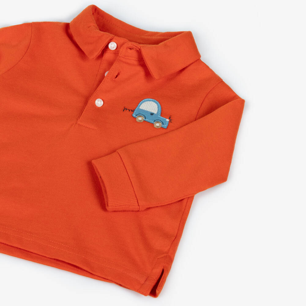 Mayoral-Boys Long Sleeve Orange Polo | Childrensalon Outlet