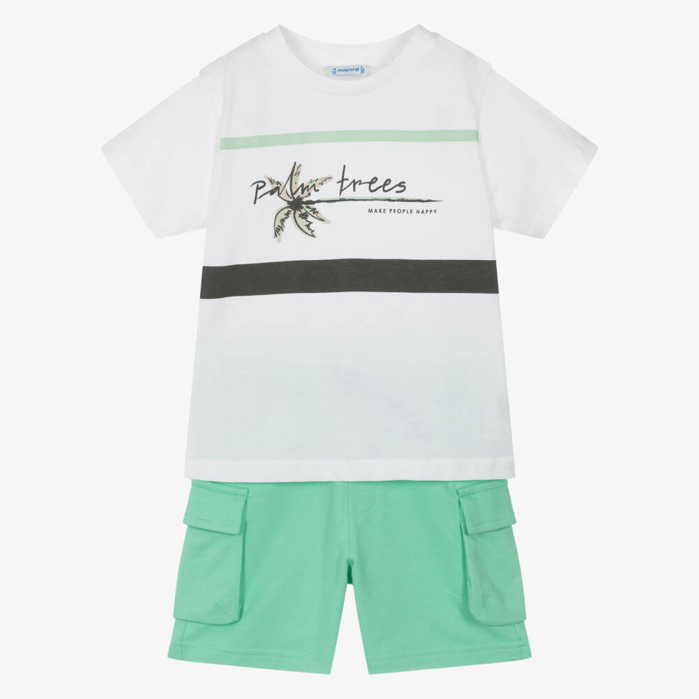 Mayoral-Boys Lush Green Cotton Ensemble | Childrensalon Outlet