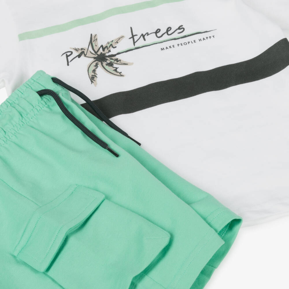 Mayoral-Boys Lush Green Cotton Ensemble | Childrensalon Outlet