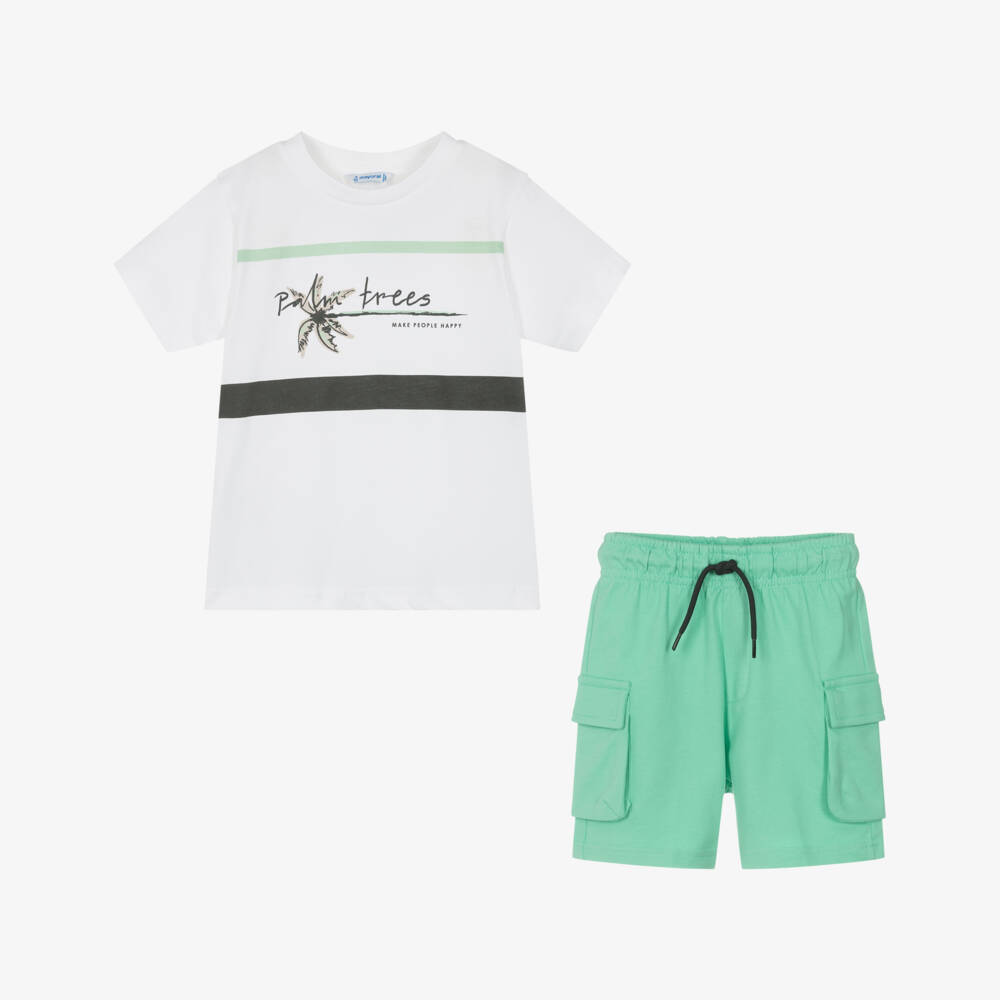 Mayoral-Boys Lush Green Cotton Ensemble | Childrensalon Outlet