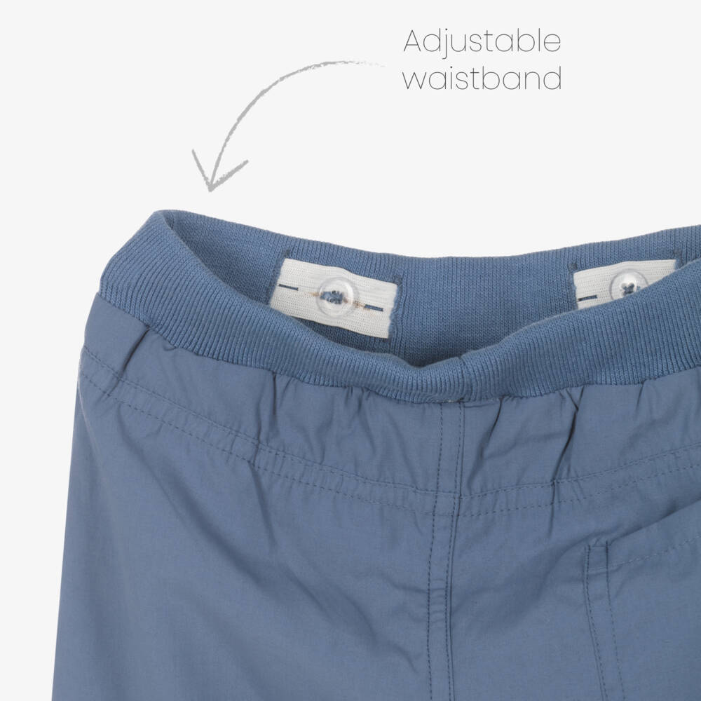 Mayoral-Boys Mid-Blue Cotton Blend Trousers | Childrensalon Outlet