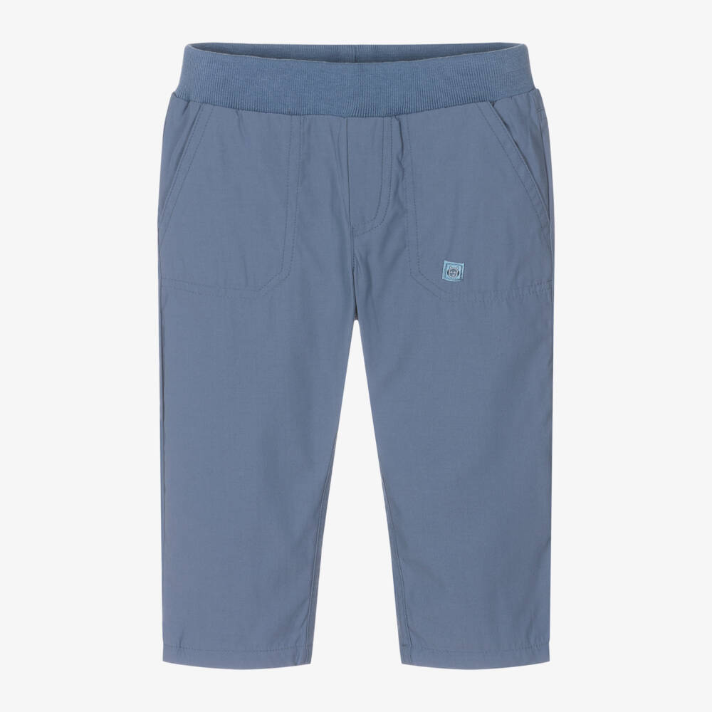 Mayoral-Boys Mid-Blue Cotton Blend Trousers | Childrensalon Outlet