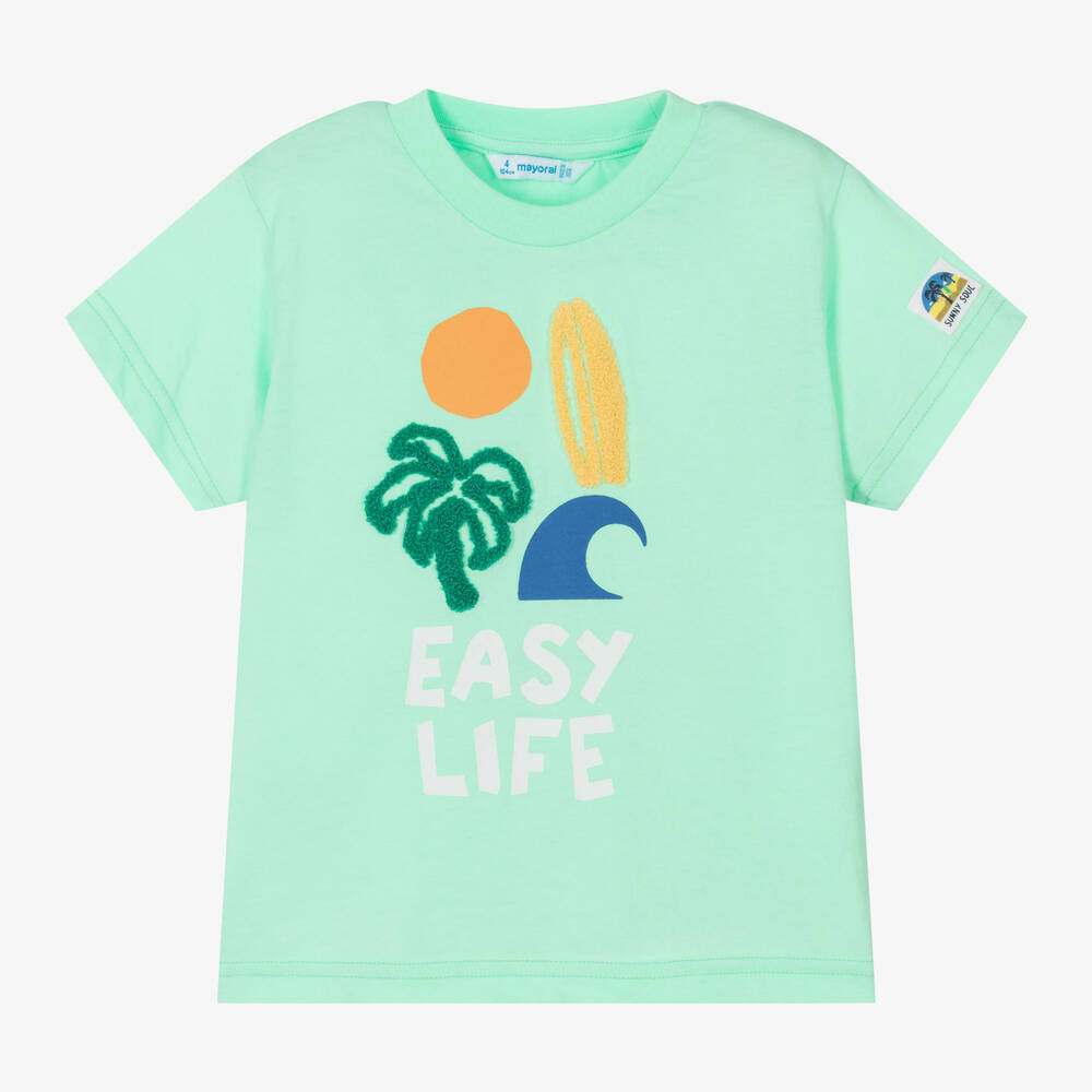 Mayoral-Boys Mint Green Graphic T-Shirt | Childrensalon Outlet
