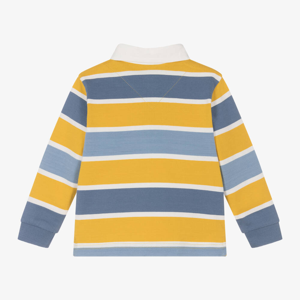 Mayoral-Boys Mustard & Blue Striped Polo Top | Childrensalon Outlet