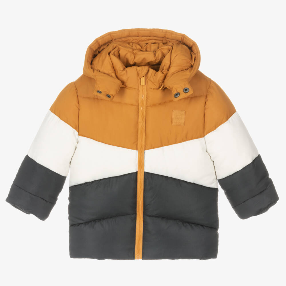 Mayoral-معطف بافر أطفال ولادي لون أصفر بألوان بلوك | Childrensalon Outlet