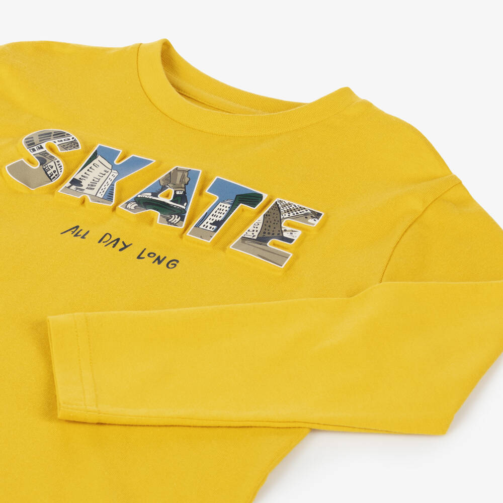 Mayoral-Boys Mustard Skateboard Tee | Childrensalon Outlet