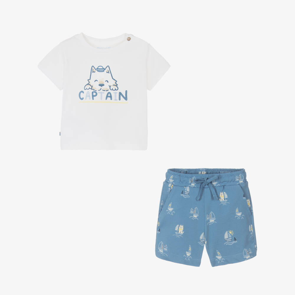 Mayoral-Boys Nautical Blue Cotton Trio Set | Childrensalon Outlet