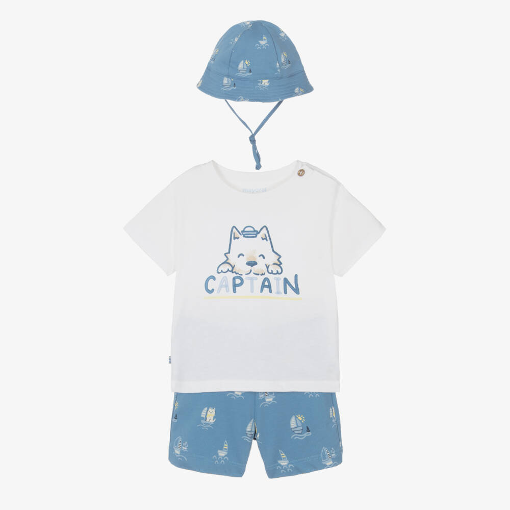 Mayoral-Комплект из трех предметов из синего хлопка для мальчиков | Childrensalon Outlet