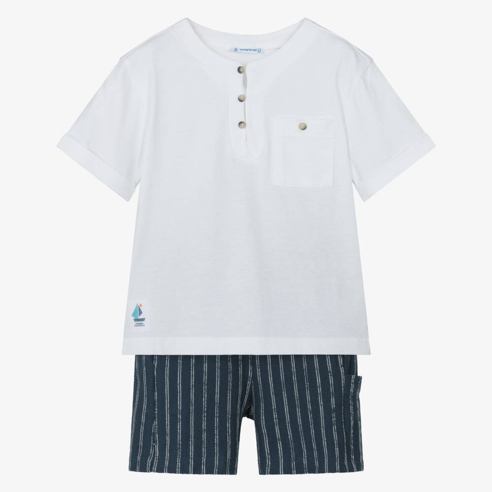Mayoral-Комплект синих полосатых шорт для мальчиков | Childrensalon Outlet