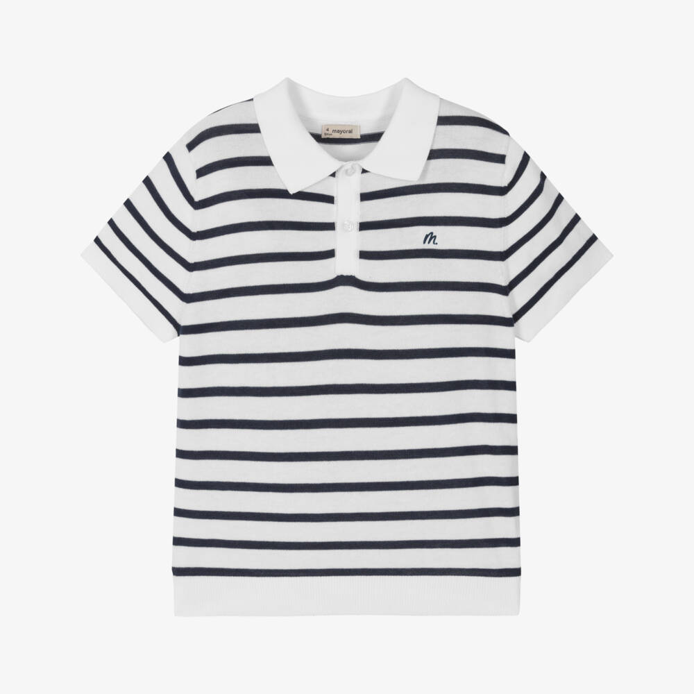 Mayoral-Boys Nautical Stripe Knit Polo | Childrensalon Outlet