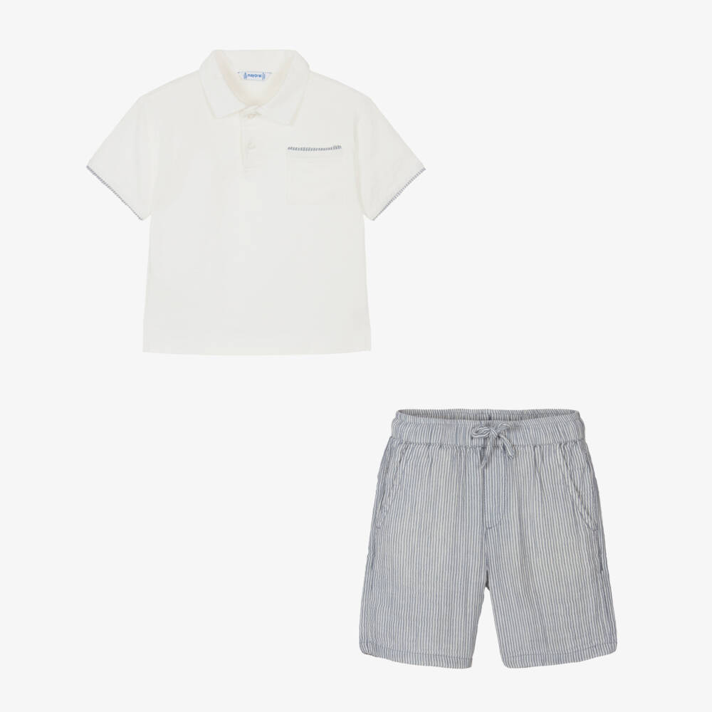 Mayoral-Boys Nautical Stripe Polo Ensemble | Childrensalon Outlet