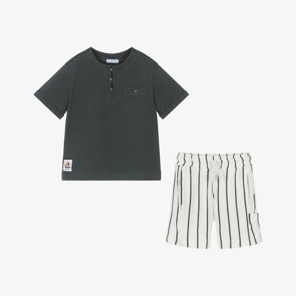 Mayoral-Морской комплект с полосатыми шортами для мальчиков | Childrensalon Outlet