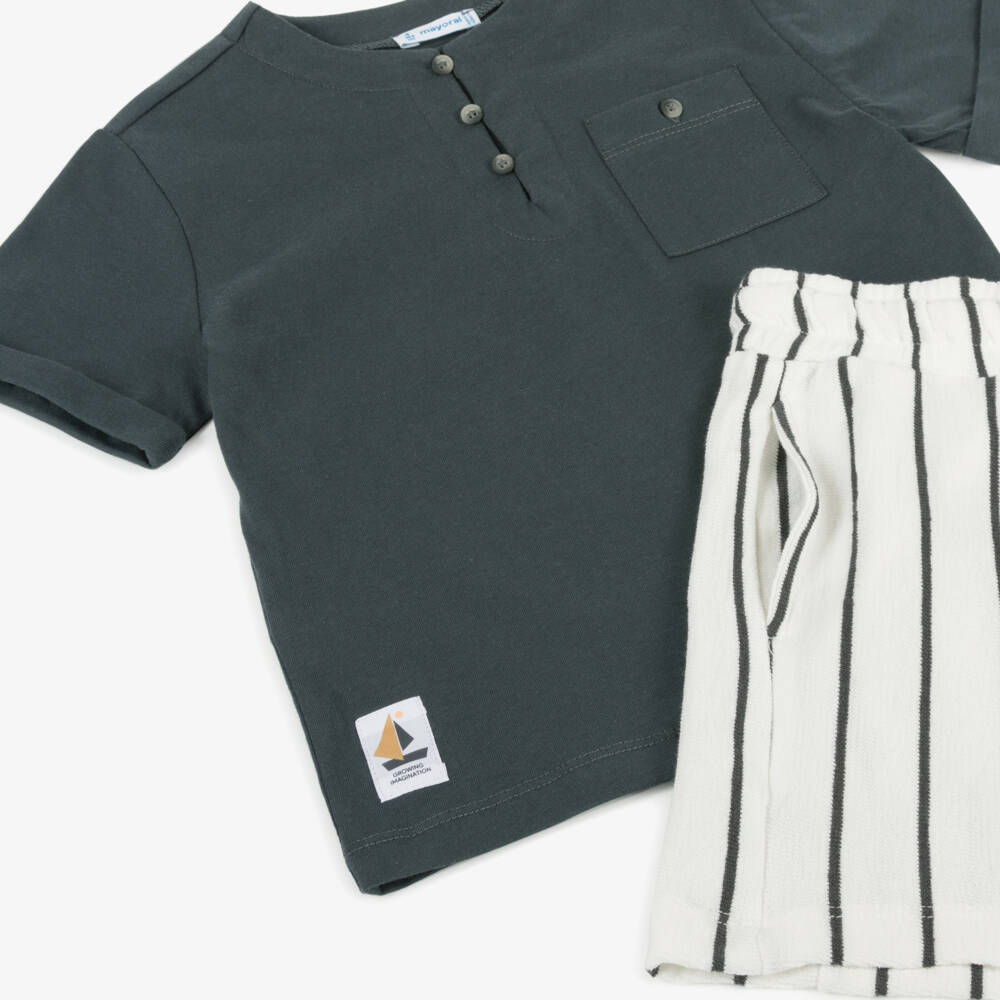 Mayoral-Морской комплект с полосатыми шортами для мальчиков | Childrensalon Outlet