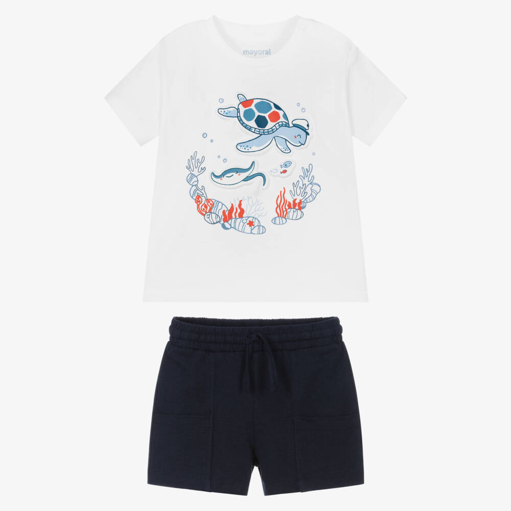 Mayoral-Boys Nautical White & Navy Set | Childrensalon Outlet