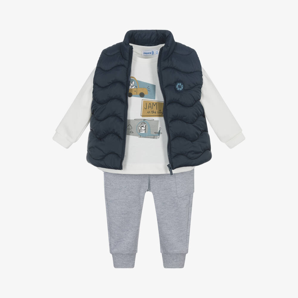 Mayoral-Boys Navy and Grey Outfit Set | Childrensalon Outlet
