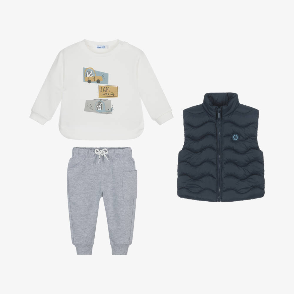 Mayoral-Boys Navy and Grey Outfit Set | Childrensalon Outlet