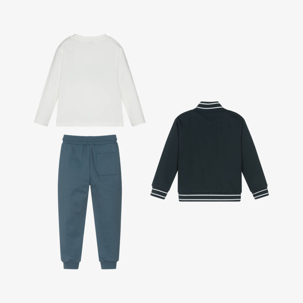 Mayoral-Boys Navy Blue 3 Piece Cotton Tracksuit | Childrensalon Outlet