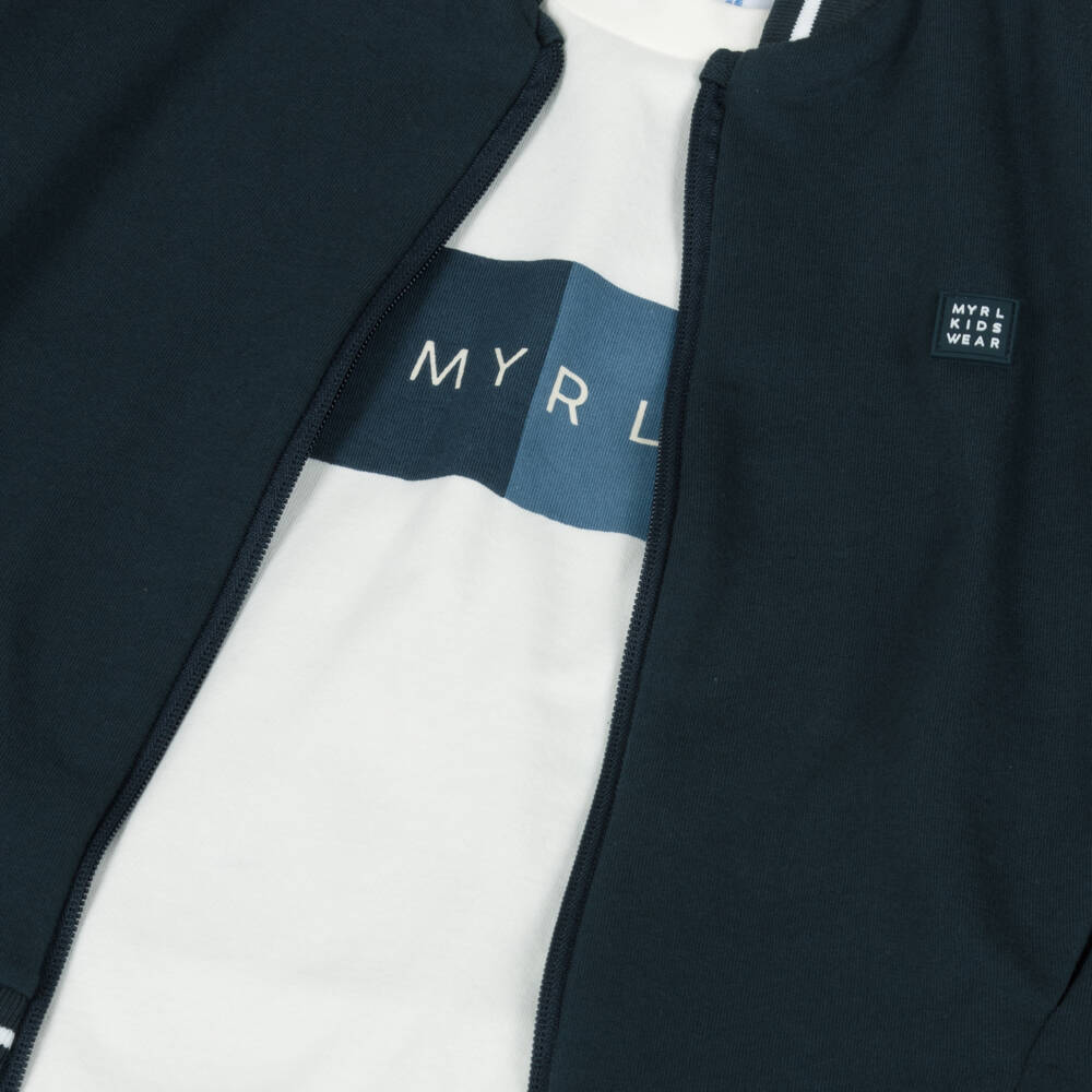 Mayoral-Boys Navy Blue 3 Piece Cotton Tracksuit | Childrensalon Outlet