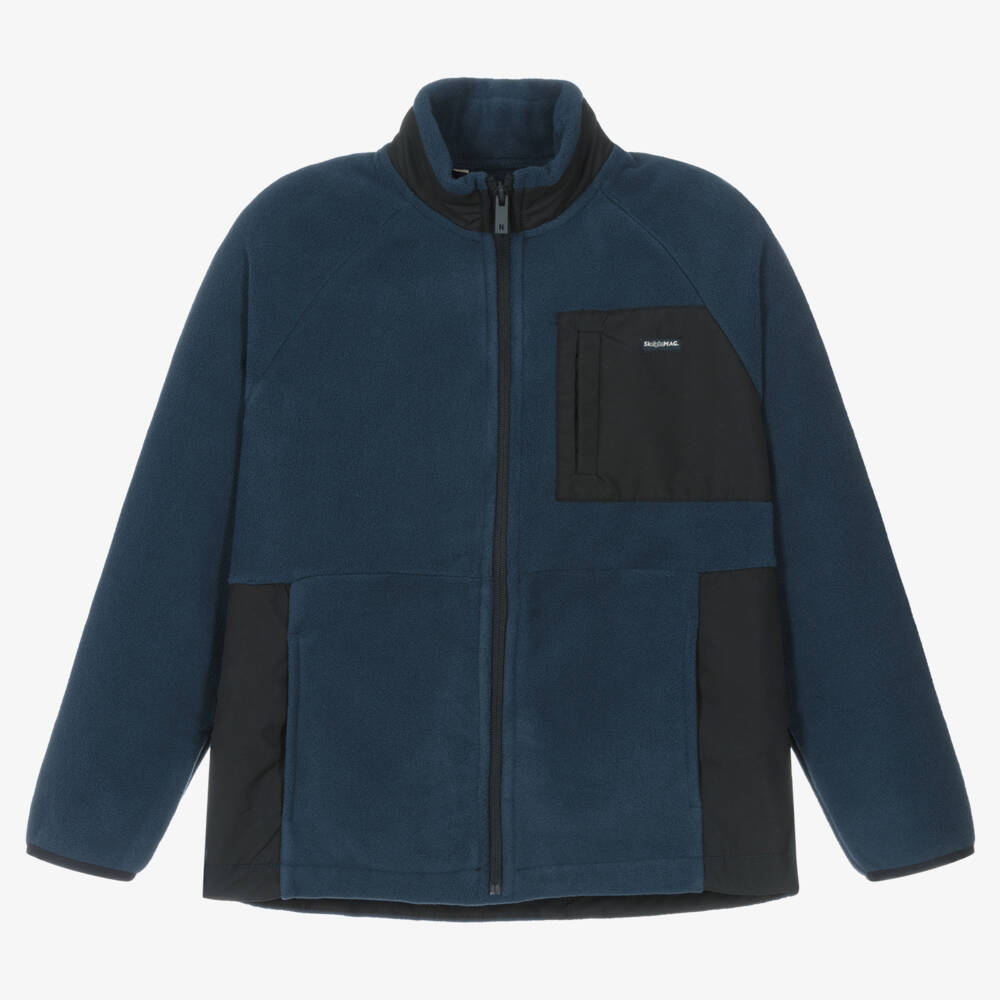Mayoral Nukutavake-Boys Navy Blue & Black Fleece Zip-Up Top | Childrensalon Outlet