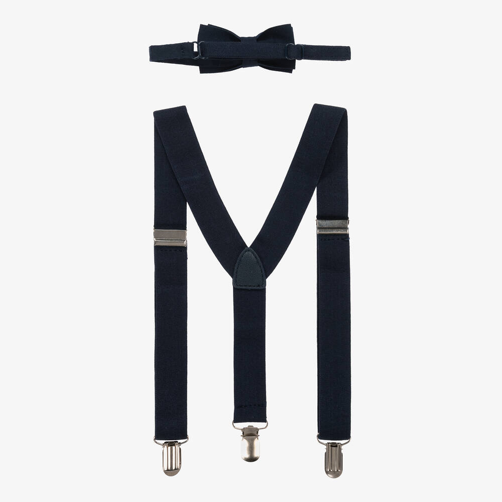 Mayoral-Boys Navy Blue Braces & Bow Tie Set  | Childrensalon Outlet