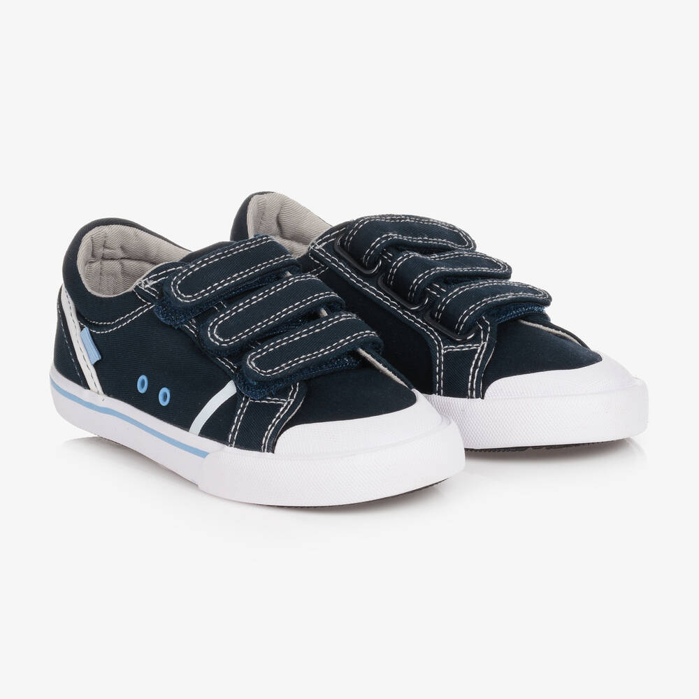 Mayoral - Boys Navy Blue Canvas Trainers | Childrensalon