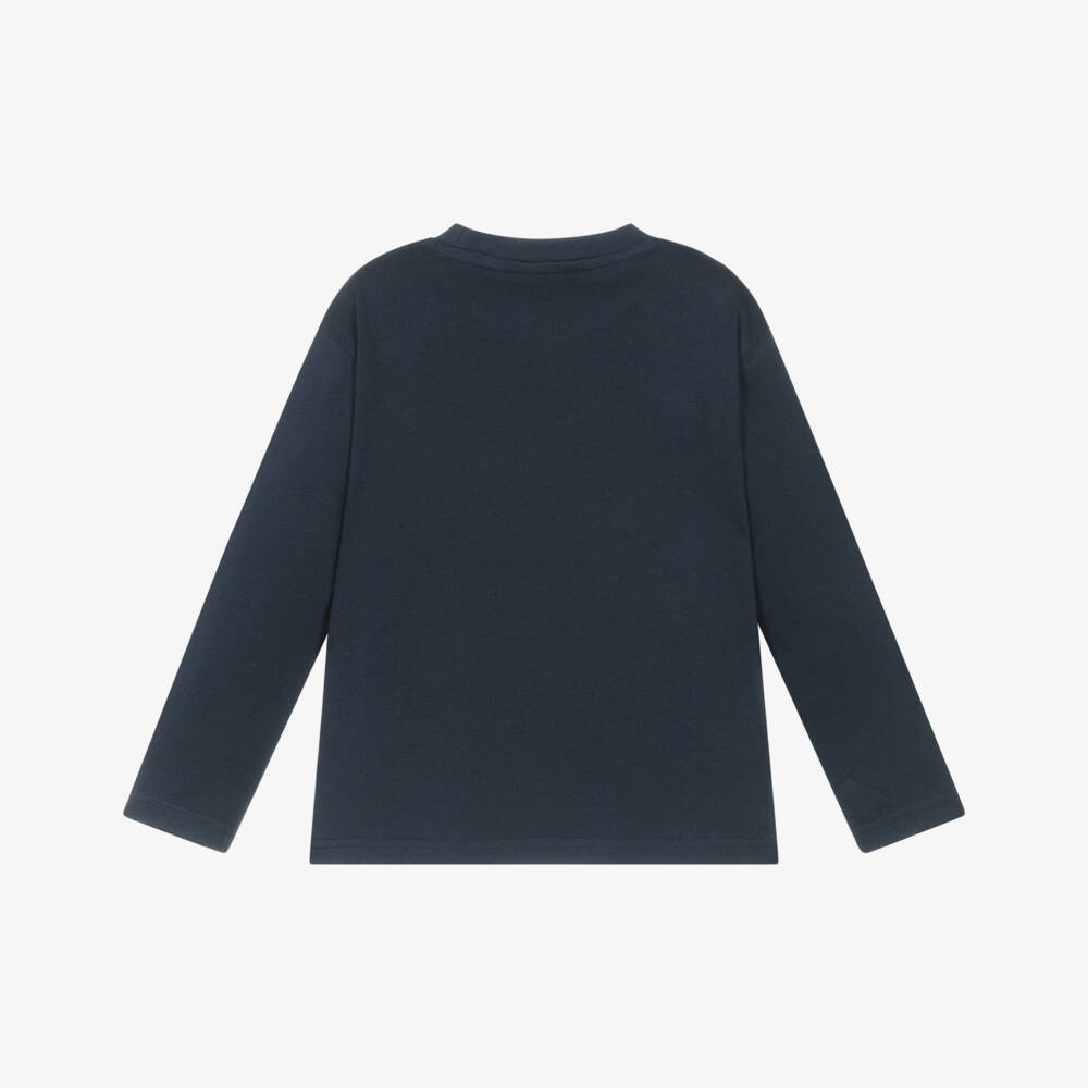 Mayoral-Boys Navy Blue Cotton Car Print Top | Childrensalon Outlet