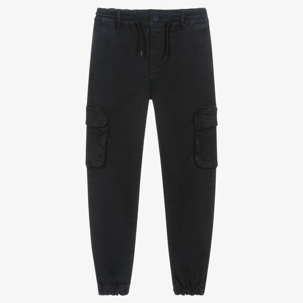 Mayoral Nukutavake - Boys Navy Blue Cotton Cargo Trousers | Childrensalon