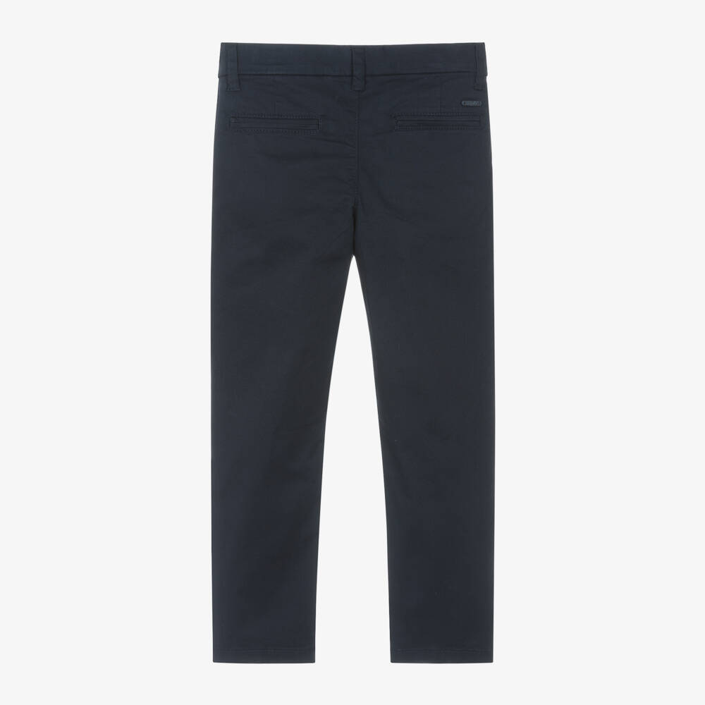 Mayoral-Boys Navy Blue Cotton Chino Trousers | Childrensalon Outlet