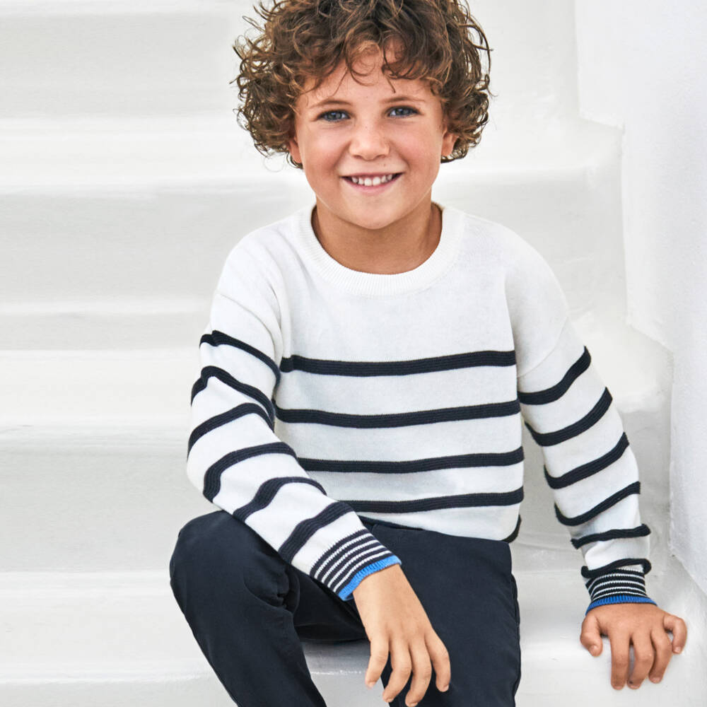 Mayoral-Boys Navy Blue Cotton Chino Trousers | Childrensalon Outlet