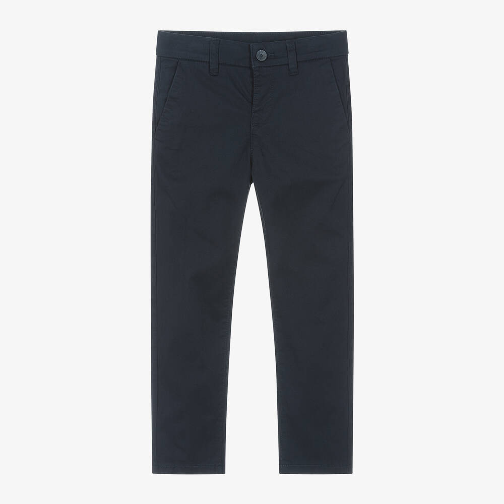 Mayoral-Boys Navy Blue Cotton Chino Trousers | Childrensalon Outlet