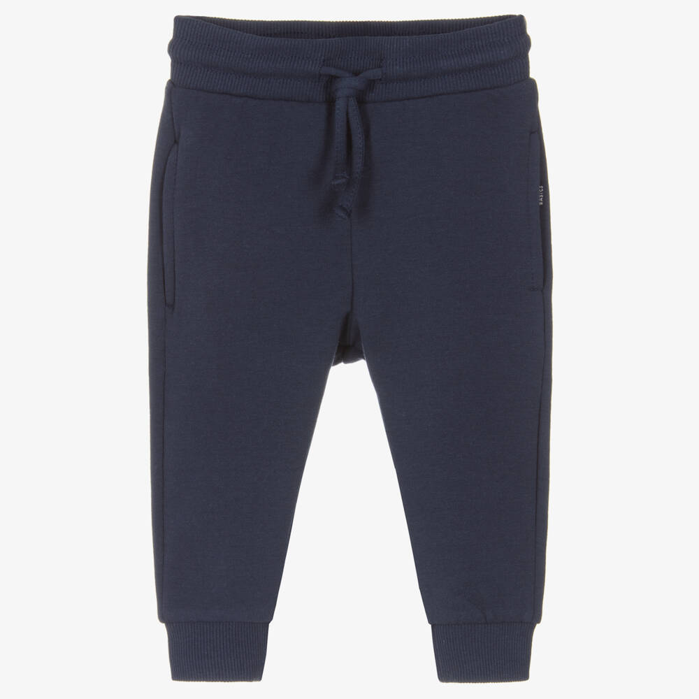 Mayoral-Boys Navy Blue Cotton Jersey Drawstring Joggers | Childrensalon Outlet